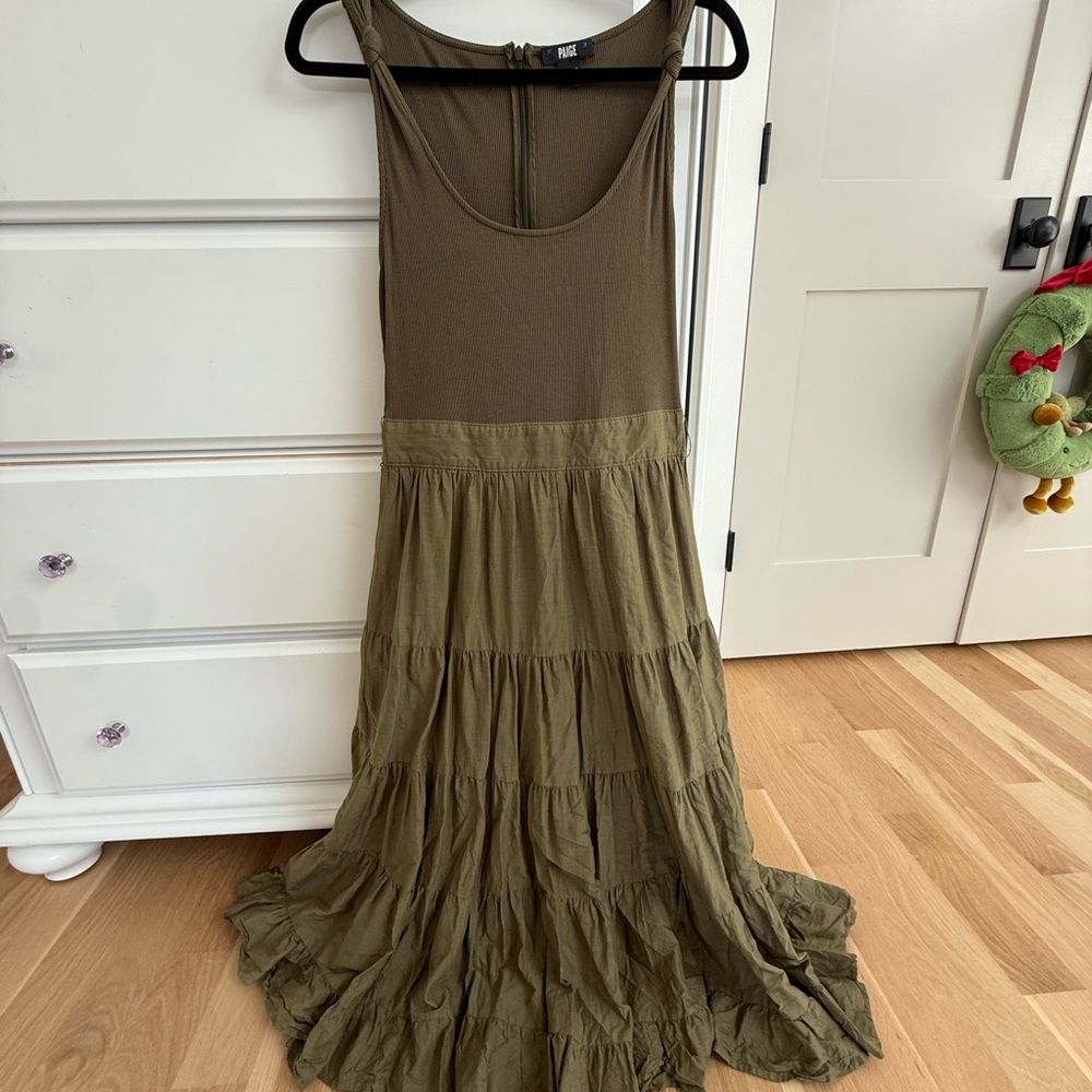 PAIGE Green Smocked Maxi Sundress